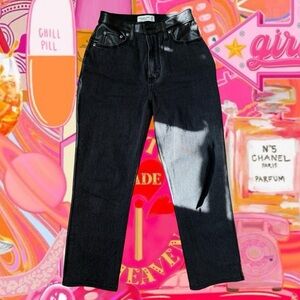 Abercrombie and fitch Black Jeans with Leather Accents